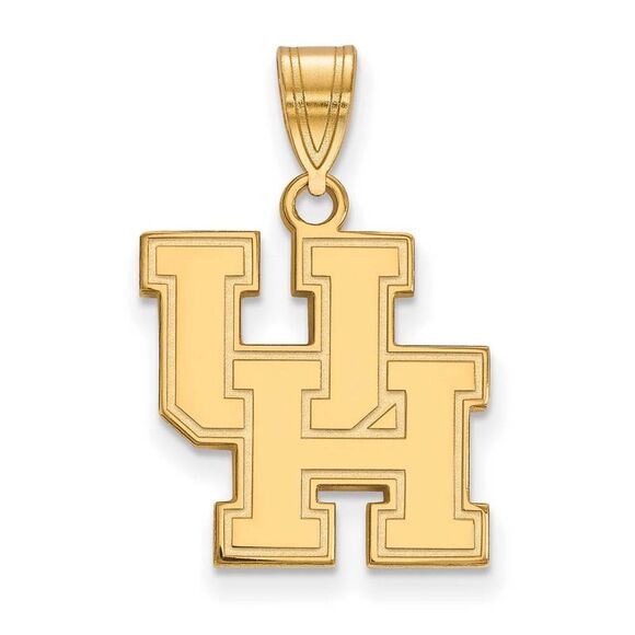 14k Gold Plated Silver U. of Houston Medium 'UH' Pendant - Picture 1 of 3